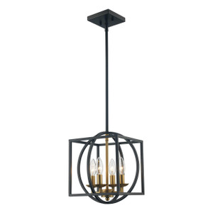 Trans Globe 11184 AG-BK Arzio 4-Light Two-Tone Cage Chandelier 