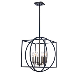 Trans Globe 11186 BN-BK Arzio 6-Light Two-Tone Cage Chandelier 