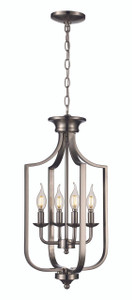Trans Globe 11214 BN Hillcrest 22-in. 4-Light Cage Chandelier 