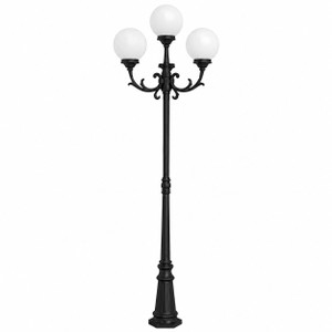 Trans Globe 4080 BK Wilshire 89-In. Tall, 4-Light, 4-Globe Shade Complete Outdoor Pole Light Set 