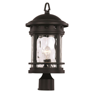 Trans Globe 40373 BK Boardwalk Collection 1-Light, Ring Top Lantern Head with Water Glass 