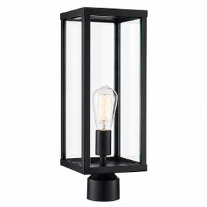 Trans Globe 40754 BK Oxford - Black Rectangular Outdoor Post Top Light - Clear Glass