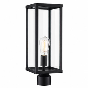 Trans Globe 40754 BK Oxford - Black Rectangular Outdoor Post Top Light - Clear Glass 