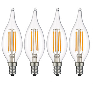 Cyber Tech LB40FCNC-D-WW/4PK - LED Filament Flame Tip Candle Lamp - 2700K 