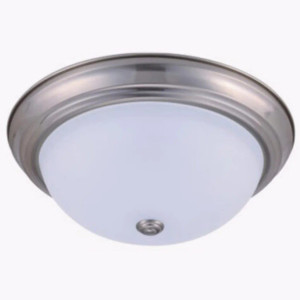 Cyber Tech C23322/NS-LED – 15" Nickel Satin LED Step Down Ceiling Fixture with Frost Glass