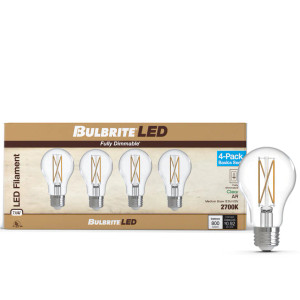 Bulbrite 776226 - 7W LED A19 Bulb - 2700K - Dimmable 4 Pack