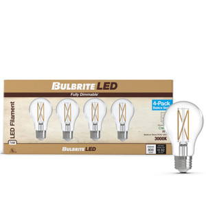 Bulbrite 776227 - 7W LED A19 Filament Bulb - 3000K - Dimmable - 4 Pack