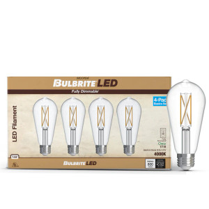 Bulbrite 776244 - 7W LED ST18 Filament Bulb - 4000K - Dimmable