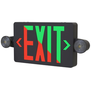 Halco 97122 - Black LED Exit & Emergency Combo - Red/Green - Universal Mounting 