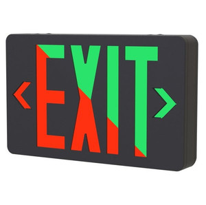 Halco 97121 - Black LED Exit Sign - Field-Selectable Red/Green - Remote Capacity