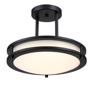 Westinghouse 6136700 - 15W LED Matte Black CCT Selectable Semi-Flush Mount - 12 in Diameter