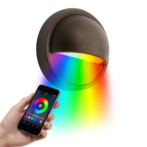 Smart RGB+CCT Outdoor Deck Light – 3" Round Half Shade - 12V - Bronze Finish 