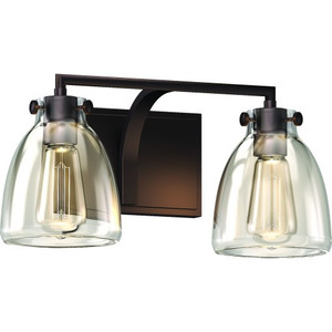 Volume V3312-79 - 2-Light Bath Vanity Bar - Antique Bronze - Clear Glass 