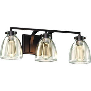 Volume V3313-79 - 3-Light Bath Vanity Bar - Antique Bronze - Clear Glass