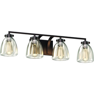 Volume V3314-79 - 4-Light Bath Vanity Bar - Antique Bronze - Clear Glass