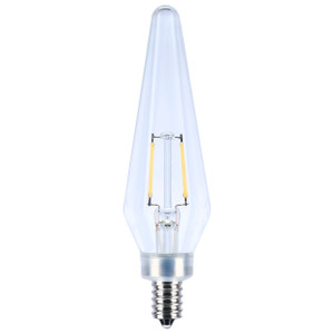 Satco S12140 - 2W Prismatic HX11 LED - 2700K - E12 Candelabra Base, Dimmable 