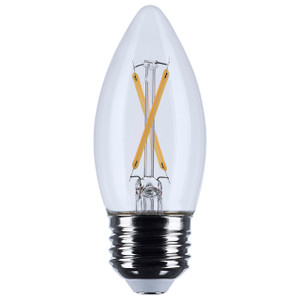 Satco S12499 - 3W B11 LED Candle - 3000K - Medium E26 Base, Dimmable 