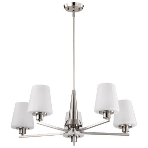 Satco 60-8225 - Lune 5-Light Chandelier - Brushed Nickel - 30in 