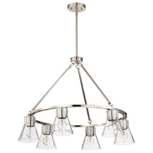 Satco 60-8335 - Gianna 6-Light Chandelier - Brushed Nickel - Clear Glass 