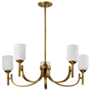 Satco 60-8670 - Solara 5-Light Chandelier - Natural Brass - 30in Diameter 