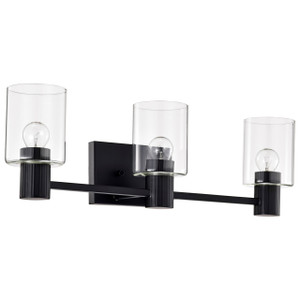 Satco 60-8063 - Clarksville 3-Light Vanity - Matte Black - Damp Rated 