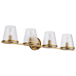 Satco 60-8264 - Valentine 4-Light Vanity - Vintage Brass - Damp Rated 