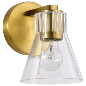 Satco 60-8341 - Gianna 1-Light Bathroom Vanity - Vintage Brass - Clear Glass 