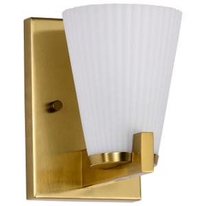 Satco 60-8721 - Royale 1-Light Vanity - Burnished Brass - Ribbed Glass 
