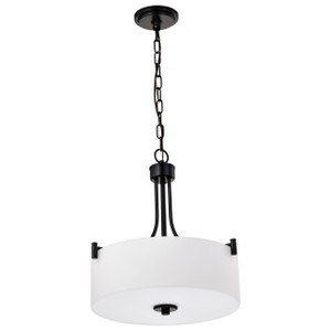 Satco 60-8214 - Liam 3-Light Pendant - Matte Black - White Opal Glass 