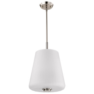 Satco 60-8228 - Lune 3-Light Pendant - Brushed Nickel - Etched White Glass 