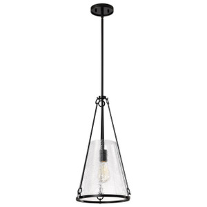 Satco 60-8256 - Valentine Medium Pendant - Black Hammered Glass 