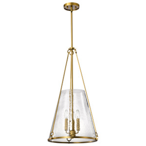 Satco 60-8267 - Valentine Large Pendant - Vintage Brass - Hammered Glass 