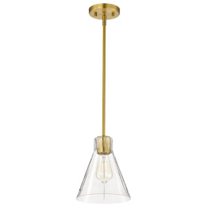 Satco 60-8347 - Gianna Mini Pendant - Vintage Brass - Clear Glass Shade 