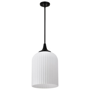 Satco 60-8646 - Solara Pendant - Matte Black - Frosted Ribbed Glass 