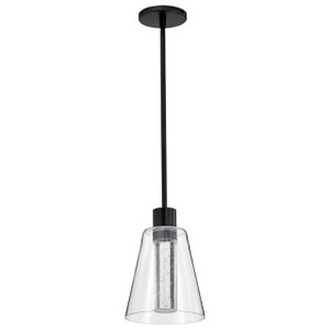 Satco 62-2171 - Aura 7-Inch LED Pendant - 3000K - Matte Black K9 Crystal 