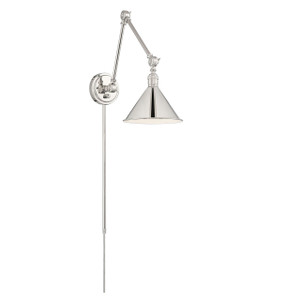 Satco 60-7362 - Delancey Swing Arm Sconce - Polished Nickel - Convertible Plug-In 