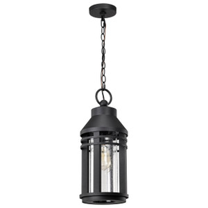 Satco 60-8104 - Wilton 1-Light Hanging Lantern - Matte Black - Damp Rated 