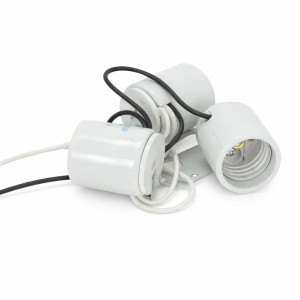 Satco 80-1082 – 3-Light Porcelain Socket Replacement with Metal Strap – 250V