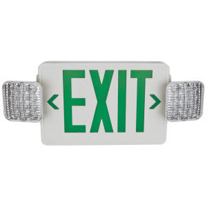 TCP LED20785 - LED Combo Emergency Exit Sign - Green Lettering - Battery Backup 