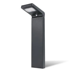 Black Solar LED Bollard Light - 5W Off-Grid Pathway and Landscape Lighting - 5000K 