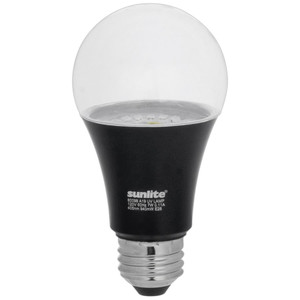 Sunlite 80098-SU - A19 LED Black Light Bulb - 7W - E26 Base - 390-405nm