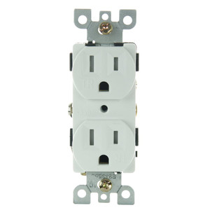 Sunlite 08157-SU - Tamper Resistant Duplex Receptacle - White - 15A