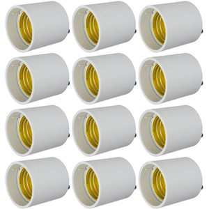 Sunlite 40850-SU - GU24 to Medium Base Adapter - 60W Max - White (12-Pack)