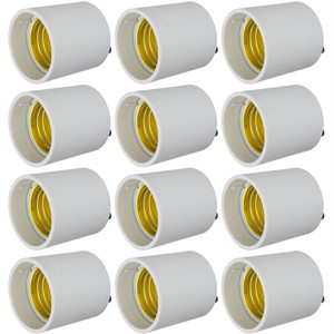 Sunlite 40850-SU - GU24 to Medium Base Adapter - 60W Max - White (12-Pack) 