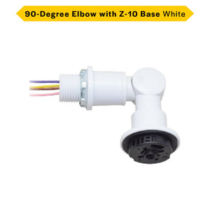 Halco 25435 - 90 deg Elbow with Z-10 Base - White - Swiveling 12-24VDC Receptacle