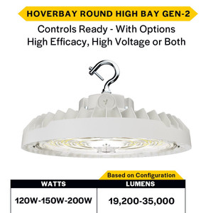 Halco 30445 - HoverBay Round High Bay - CCT Selectable - 120-200W Lumen Selectable 