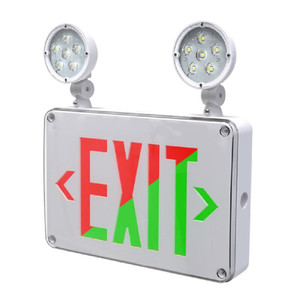 Halco 97124 - Wet Location Exit/EM Combo - Red/Green Selectable - 90-min Battery