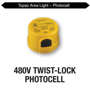 Topaz WD-PC/TL/480 - Twist Lock Photocell Yellow - 480V Outdoor Flood Sensor 