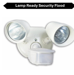 Topaz L6010WH - 2-Head Security Flood - Lamp-Ready - 180 deg Motion Sensor 