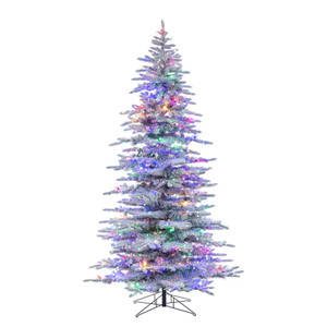 Vickerman A253282LED - 9 ft Flocked Winter Prelit Multi-Color LED Christmas Tree